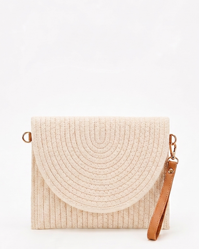 Ivory Braided Envelope Clutch