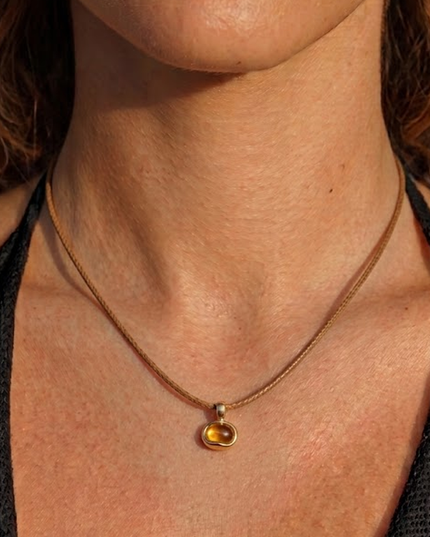 Brown Tiger Eye Pendant Cord Necklace