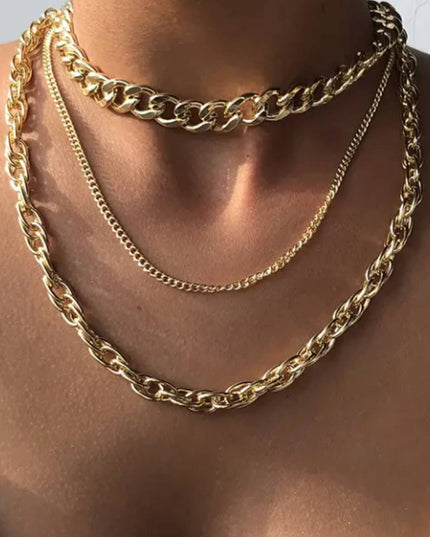 Gold Layered Chains Necklace Set