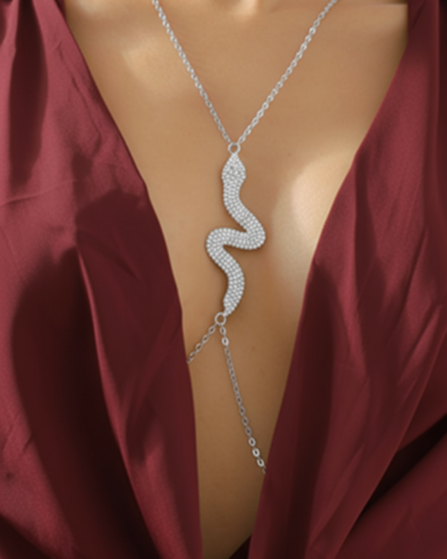 Silver Rhinestone Snake Body Chain