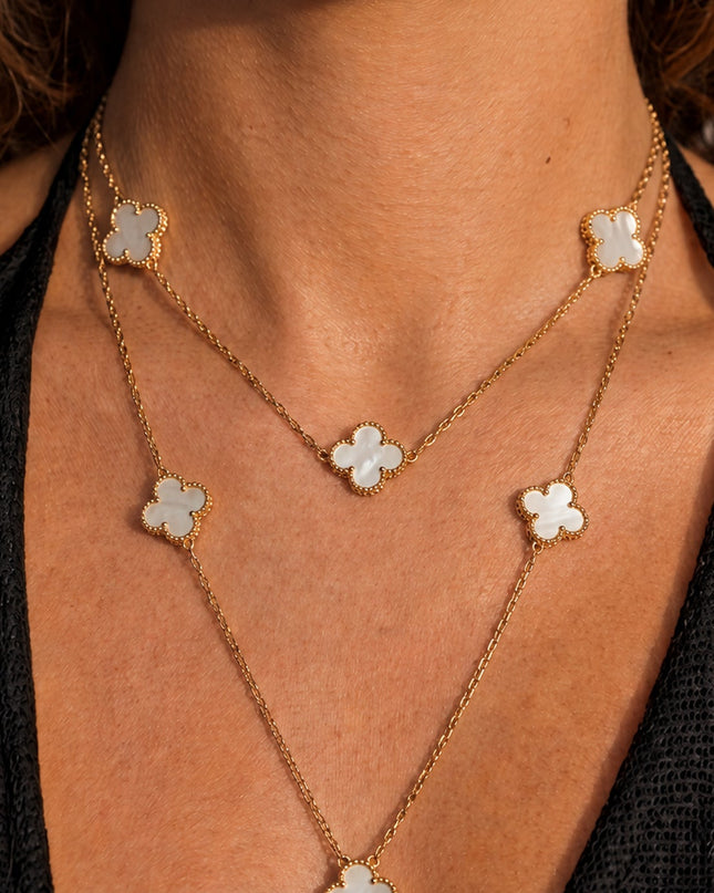 Gold Double Layer Clover Necklace