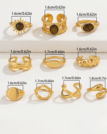 Gold Luxe 10 Piece Ring Set