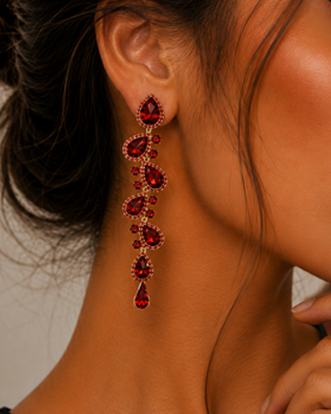 Red Stone Drop Earrings