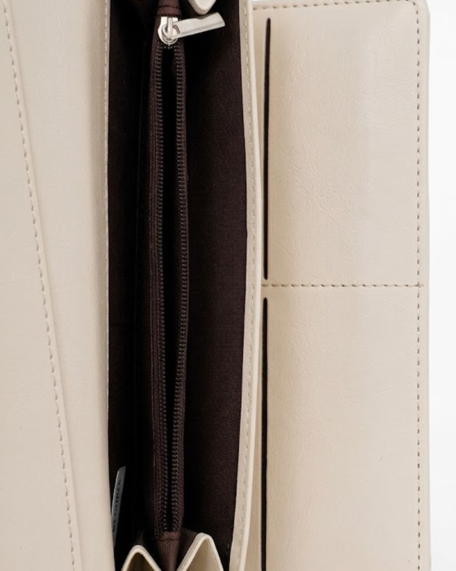 Ivory Envelope Faux Leather Wallet Clutch