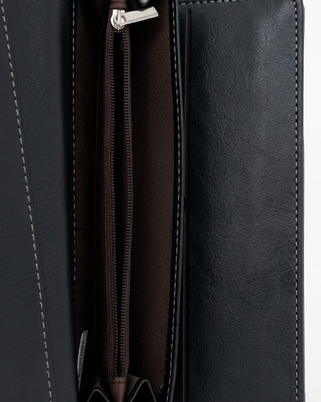 Black Envelope Faux Leather Wallet Clutch