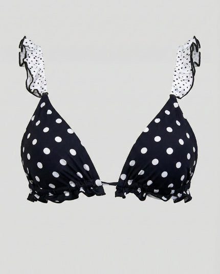 Black Ruffle Polka Dot Bikini Set