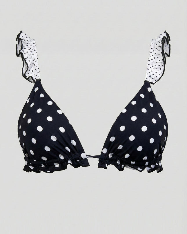 Black Ruffle Polka Dot Bikini Set