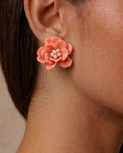 Pink Santorini Flower Earrings