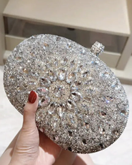 Silver Crystal Clutch Bag