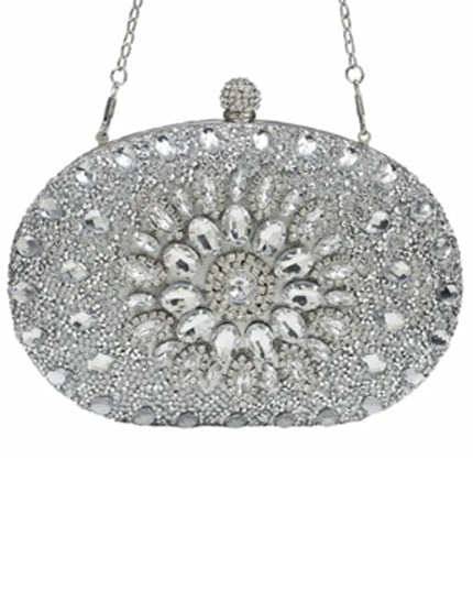 Silver Crystal Clutch Bag