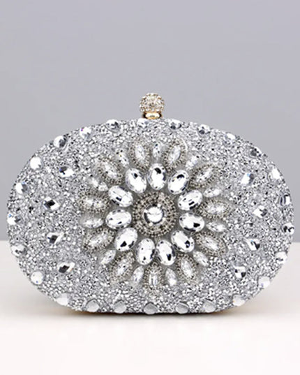 Silver Crystal Clutch Bag