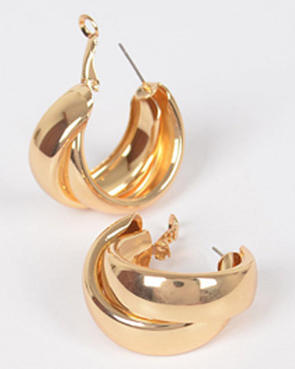 Gold Double Metal Hoop Earrings