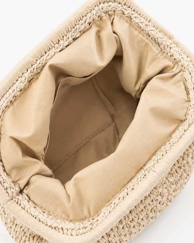 Ivory Crochet Knit Pouch Bag