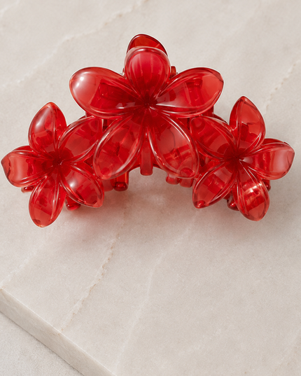 Red Flower Claw Clip