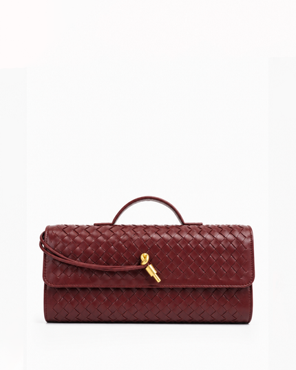 Burgundy Woven Clutch Handbag