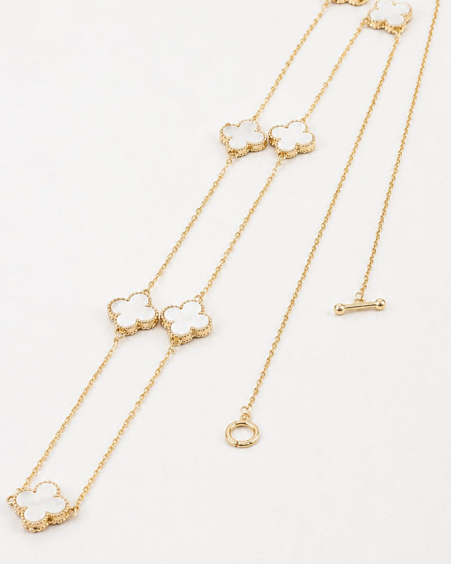 Gold Double Layer Clover Necklace
