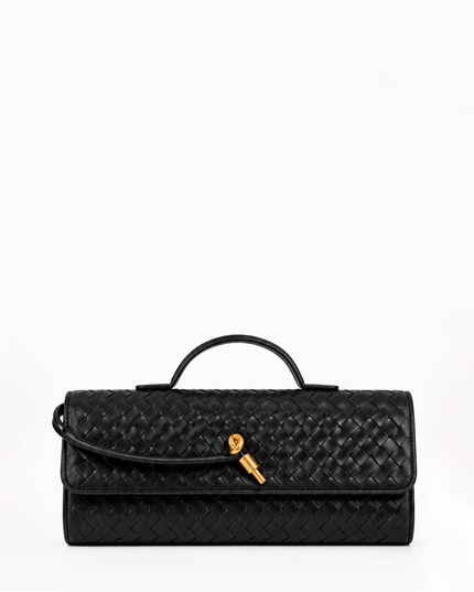 Black Woven Clutch Handbag