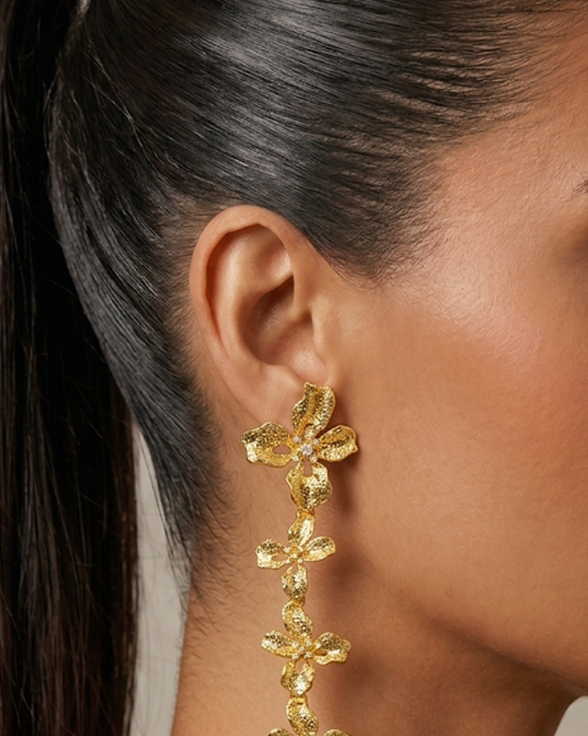 Gold Flower Metal Earrings