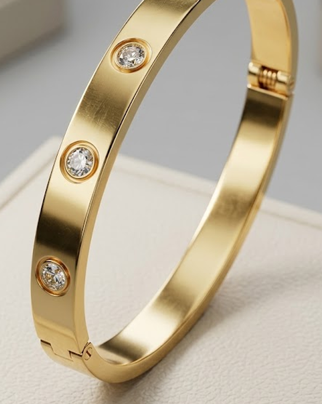 Gold Crystal Accent Bangle Bracelet