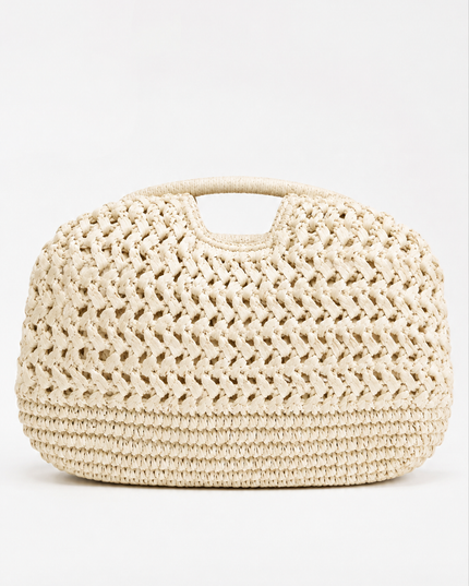 Ivory Woven Clutch Bag