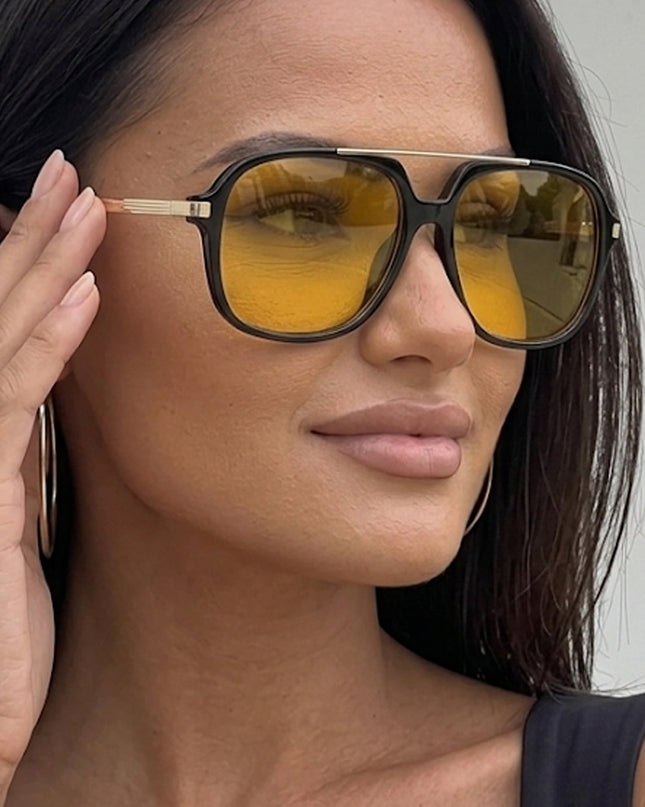 Yellow Aviator Tinted Sunglasses