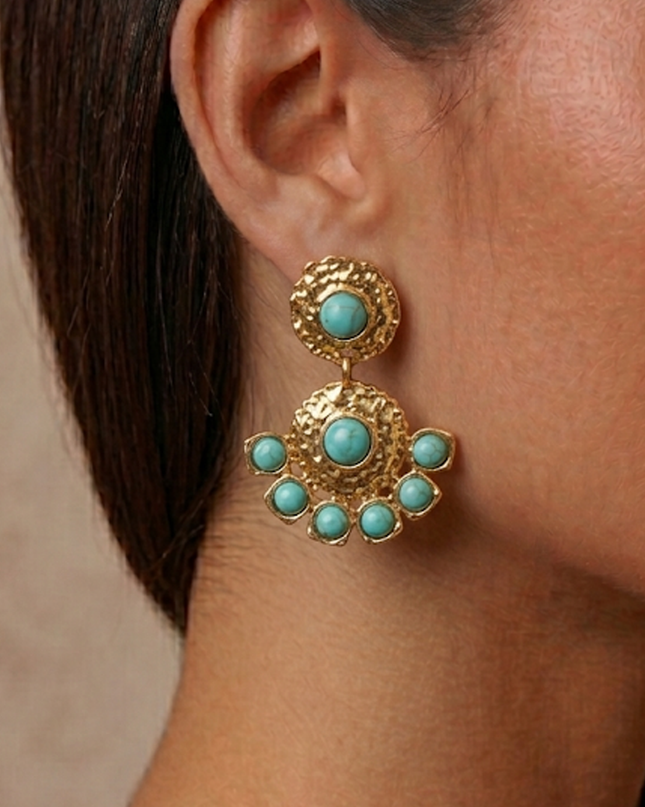 Gold Turquoise Drop Dangle Earrings