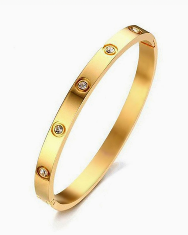 Gold Crystal Accent Bangle Bracelet