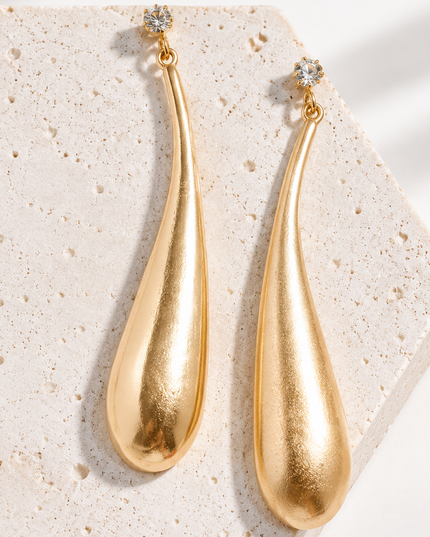 Gold Drop Rhinestone Drop Post Earrings
