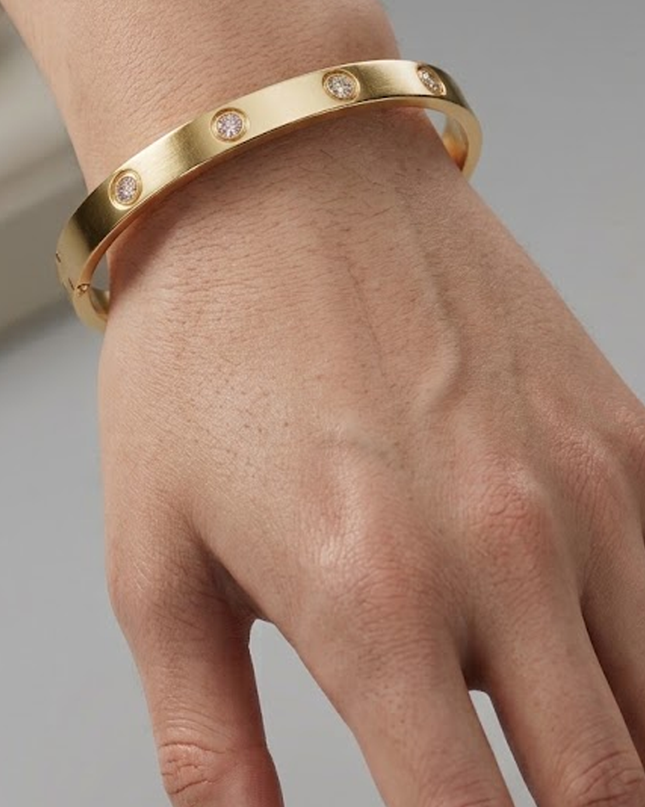 Gold Crystal Accent Bangle Bracelet